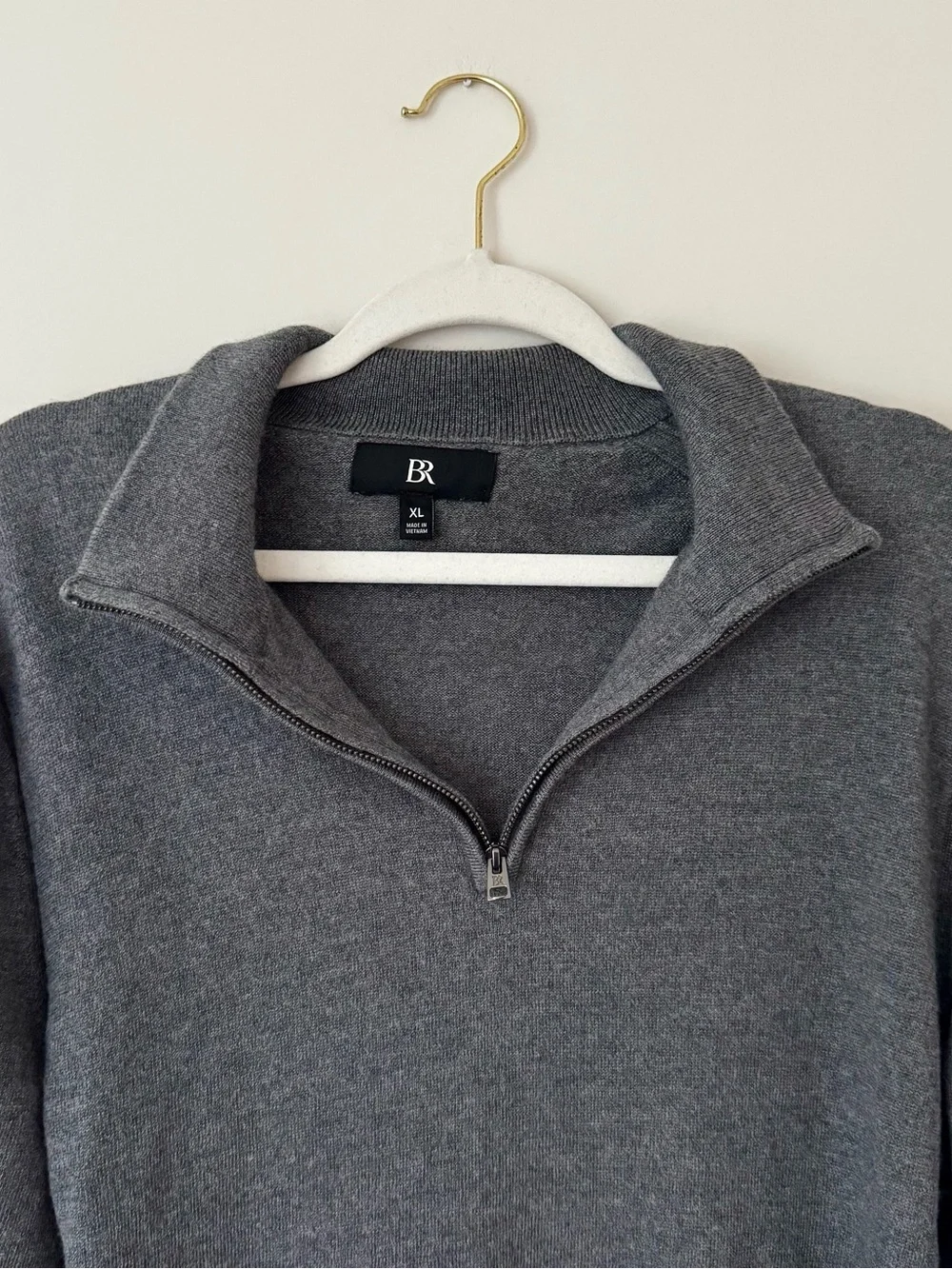 Banana Republic Italian Merino Half-Zip Sweater, Heather Charcoal Grey – Size XL